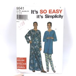 9541 SIMPLICITY UNISEX CAFTAN, LONG TOP,  PANTS PATTERN XS-XL